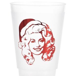Dolly Parton Festive Red and White Holiday Plastic Cups Set of 6-TWO new sets!